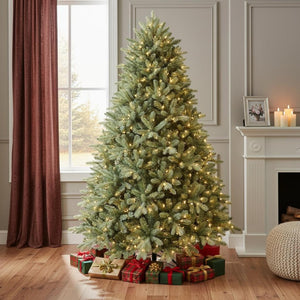 HomeRoots 7.5' Pre Lit Full Spruce Christmas Tree - Realistic, Lush, and Convenient Holiday Centerpiece for Your Home 698924