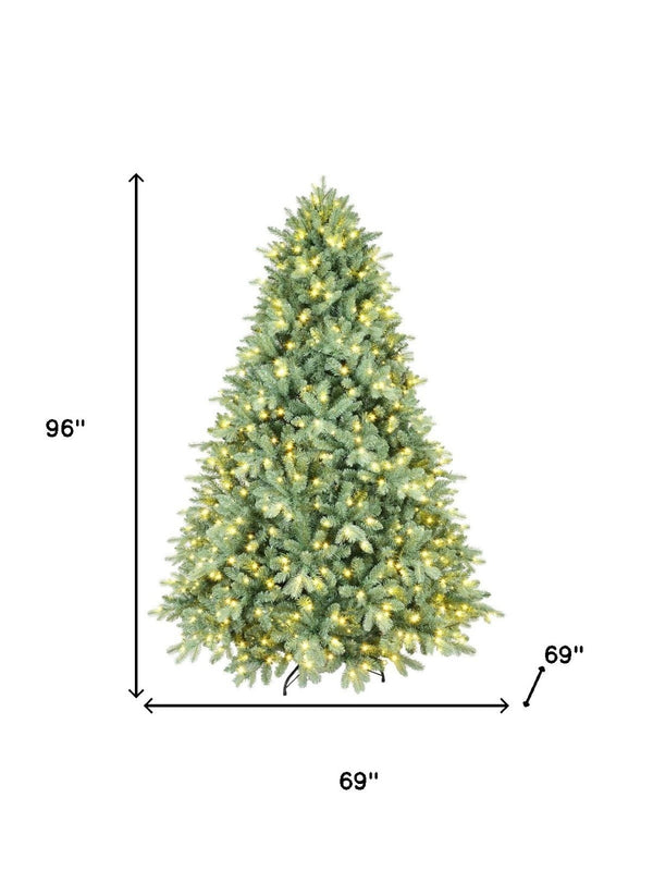 HomeRoots 8' Pre Lit Full Spruce Christmas Tree - Lifelike, Durable, and Convenient Decor with 900 Warm LED Lights 698925