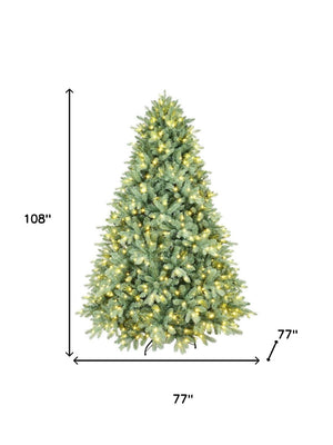 HomeRoots 9' Pre-Lit Full Spruce Christmas Tree - Luxurious Realistic Design with LED Lights for Festive Charm 698926