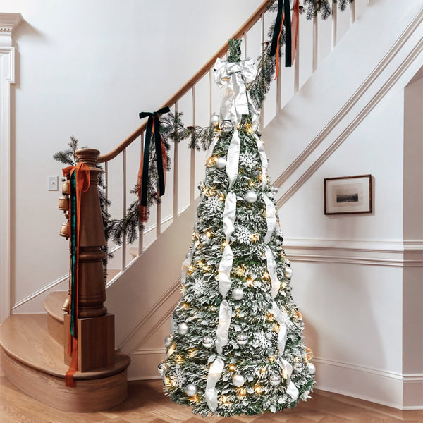 HomeRoots 6' Pre-Lit Full Spruce Christmas Tree – Decorated, Energy-Efficient, Realistic & Easy to Assemble! 698927
