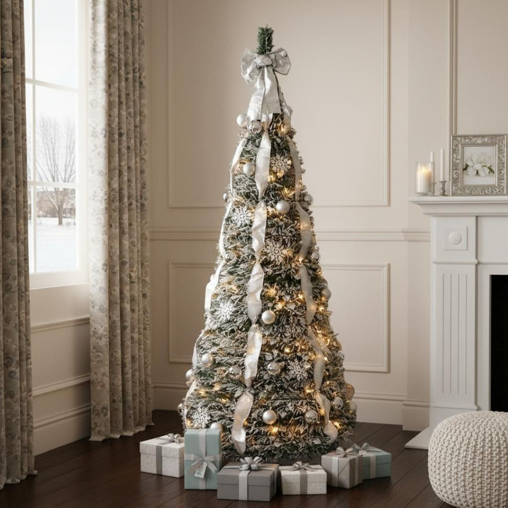 HomeRoots 6' Pre-Lit Full Spruce Christmas Tree – Decorated, Energy-Efficient, Realistic & Easy to Assemble! 698927