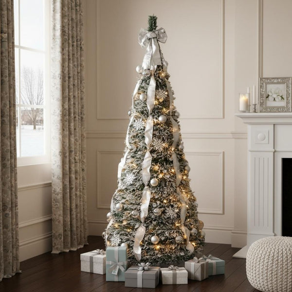 HomeRoots 6' Pre-Lit Full Spruce Christmas Tree – Decorated, Energy-Efficient, Realistic & Easy to Assemble! 698927