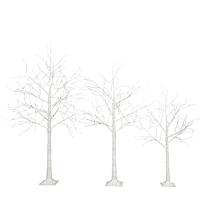 HomeRoots Set of Three Pre-Lit White Birch Trees - Elegant Warm LED Display for Home Décor & Events 698929