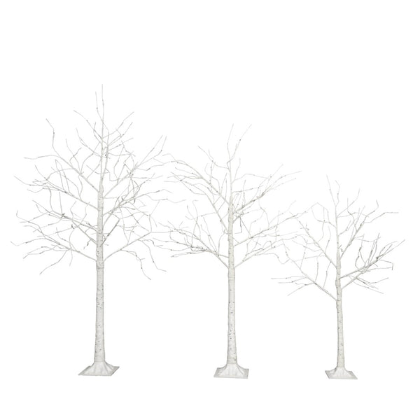 HomeRoots Set of Three Pre-Lit White Birch Trees - Elegant Warm LED Display for Home Décor & Events 698929