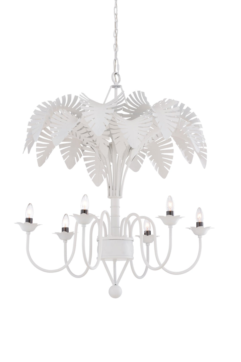 Chelsea House Fern Sculptural Chandelier White — 41" Botanical Fern-Leaf Pendant Lighting For Dining, Living & Entryways 69893