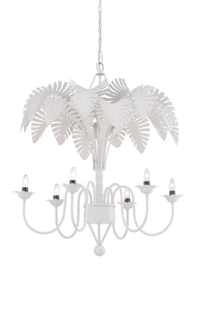 Chelsea House Fern Sculptural Chandelier White — 41" Botanical Fern-Leaf Pendant Lighting For Dining, Living & Entryways 69893
