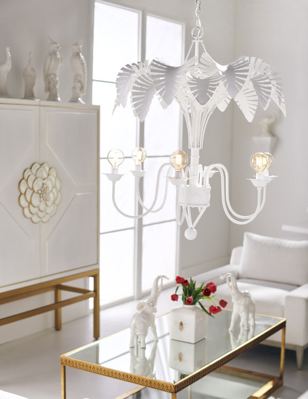 Chelsea House Fern Sculptural Chandelier White — 41" Botanical Fern-Leaf Pendant Lighting For Dining, Living & Entryways 69893