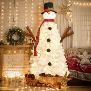 HomeRoots 4' White Pre Lit Full Frosted Spruce Christmas Tree - Cozy Holiday Ambiance with Easy Setup & Style 698930