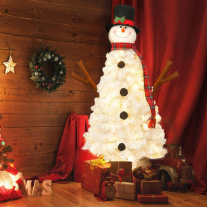 HomeRoots 4' White Pre Lit Full Frosted Spruce Christmas Tree - Cozy Holiday Ambiance with Easy Setup & Style 698930