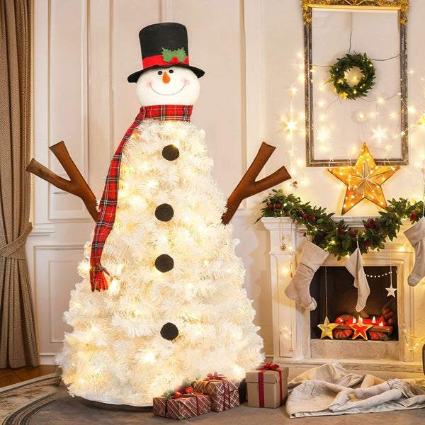 HomeRoots 4' White Pre Lit Full Frosted Spruce Christmas Tree - Cozy Holiday Ambiance with Easy Setup & Style 698930