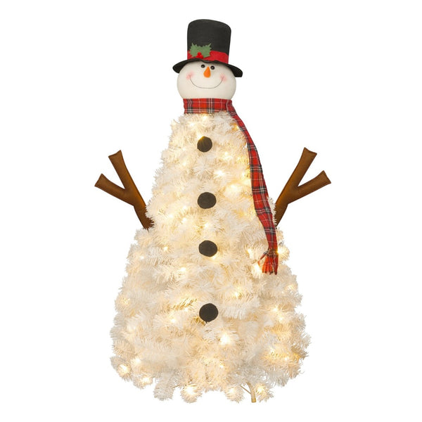 HomeRoots 4' White Pre Lit Full Frosted Spruce Christmas Tree - Cozy Holiday Ambiance with Easy Setup & Style 698930