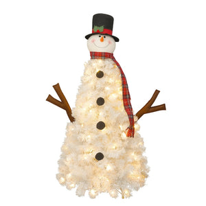 HomeRoots 4' White Pre Lit Full Frosted Spruce Christmas Tree - Cozy Holiday Ambiance with Easy Setup & Style 698930