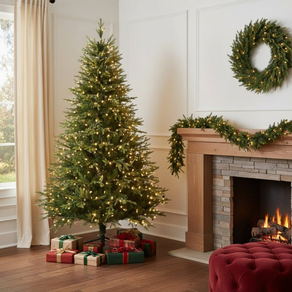 HomeRoots 6' Pre Lit Full Spruce Christmas Tree – Realistic, Energy-Efficient, and Perfect for Holiday Spaces! 698932