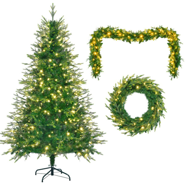 HomeRoots 6' Pre Lit Full Spruce Christmas Tree – Realistic, Energy-Efficient, and Perfect for Holiday Spaces! 698932