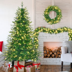 HomeRoots 6' Pre Lit Full Spruce Christmas Tree – Realistic, Energy-Efficient, and Perfect for Holiday Spaces! 698932