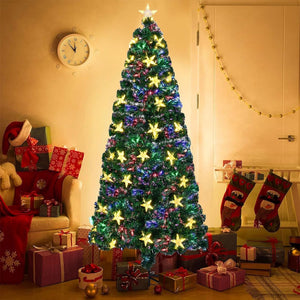 HomeRoots 7' Pre-Lit Full Spruce Christmas Tree with Lights, Decorations & Sturdy Stand for Effortless Holiday Joy 698935