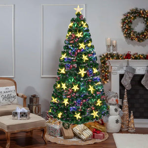 HomeRoots 7' Pre-Lit Full Spruce Christmas Tree with Lights, Decorations & Sturdy Stand for Effortless Holiday Joy 698935