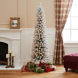 HomeRoots 6' Pre-Lit Frosted Spruce Christmas Tree with LED Lights - Lush, Easy Setup for Holiday Charm 698937