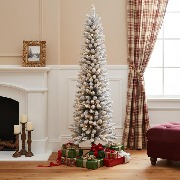 HomeRoots 6' Pre-Lit Frosted Spruce Christmas Tree with LED Lights - Lush, Easy Setup for Holiday Charm 698937