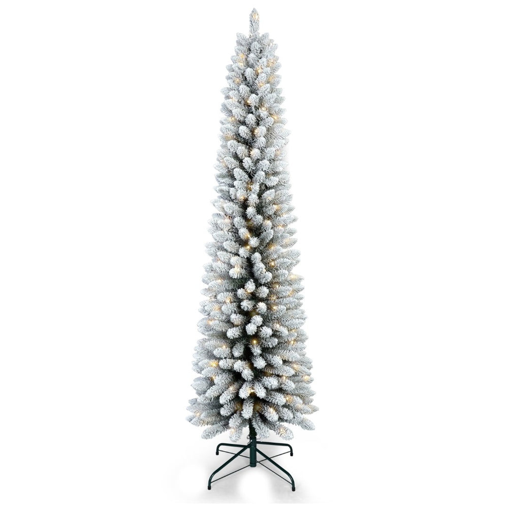 HomeRoots 7' Pre-Lit Frosted Spruce Christmas Tree - Lifelike, Full Design with Cozy LED Glow for Holiday Cheer 698938