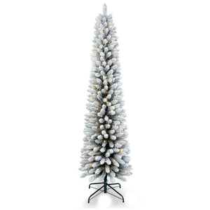 HomeRoots 7' Pre-Lit Frosted Spruce Christmas Tree - Lifelike, Full Design with Cozy LED Glow for Holiday Cheer 698938