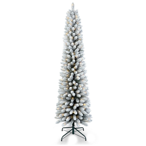 HomeRoots 7' Pre-Lit Frosted Spruce Christmas Tree - Lifelike, Full Design with Cozy LED Glow for Holiday Cheer 698938