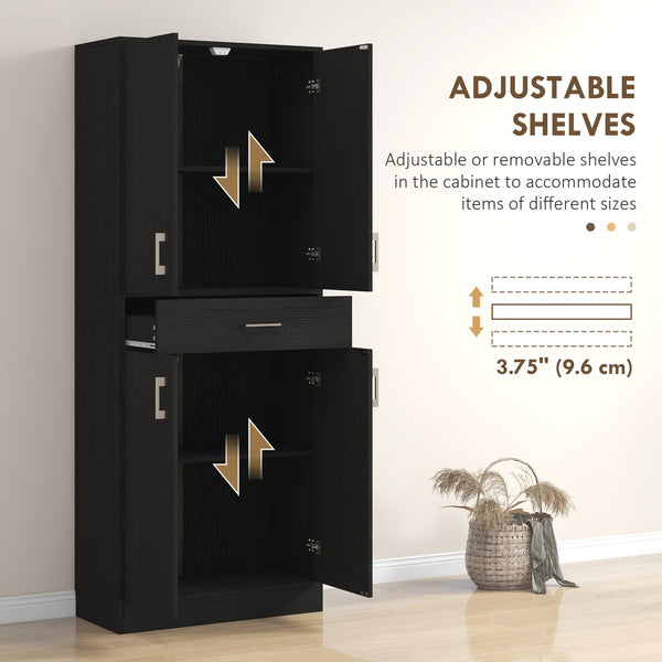 English Elm Homcom 71" Tall Kitchen Pantry Cabinet With Adjustable Shelves, Drawer & Stylish Distressed Finish W2225P249919