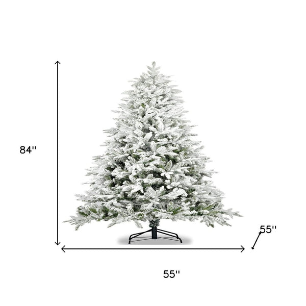HomeRoots 7' White Full Spruce Christmas Tree - Lifelike Elegance, Easy Assembly, Perfect for Any Holiday Space 698943