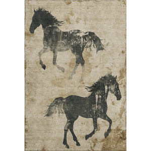 HomeRoots 5' X 8' Washable Area Rug in Beige, Charcoal & Gray Animal Print - Durable, UV Protected & Stylish! 698952