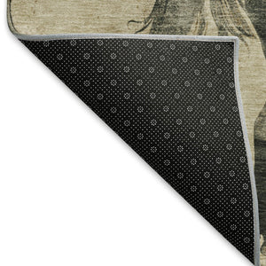 HomeRoots 5' X 8' Washable Area Rug in Beige, Charcoal & Gray Animal Print - Durable, UV Protected & Stylish! 698952