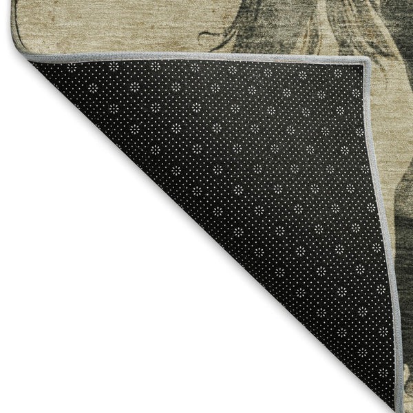 HomeRoots 5' X 8' Washable Area Rug in Beige, Charcoal & Gray Animal Print - Durable, UV Protected & Stylish! 698952