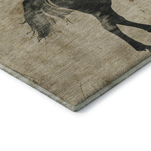 HomeRoots 5' X 8' Washable Area Rug in Beige, Charcoal & Gray Animal Print - Durable, UV Protected & Stylish! 698952
