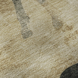 HomeRoots 5' X 8' Washable Area Rug in Beige, Charcoal & Gray Animal Print - Durable, UV Protected & Stylish! 698952