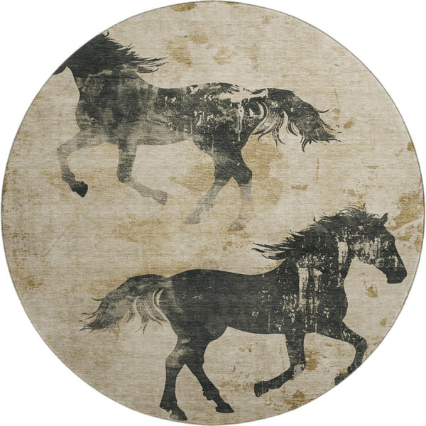 HomeRoots 8' Modern Animal Print Round Rug | Washable, UV-Protected, Stain-Resistant, Soft & Durable Design 698953
