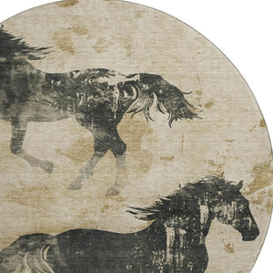 HomeRoots 8' Modern Animal Print Round Rug | Washable, UV-Protected, Stain-Resistant, Soft & Durable Design 698953