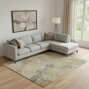 HomeRoots 9' X 12' Animal Print Washable Area Rug in Beige, Charcoal & Gray - UV Protected, Stylish & Durable 698955