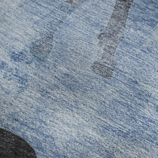 HomeRoots 5' X 8' Denim Blue and Charcoal Animal Print Area Rug - Washable, UV Protected, Stylish & Durable 698958