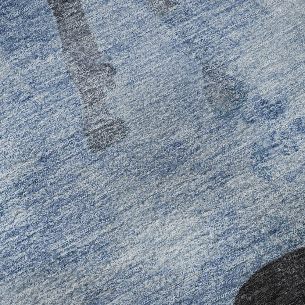 HomeRoots 8' X 10' Washable Denim Blue & Charcoal Animal Print Area Rug with UV Protection for Busy Homes 698960