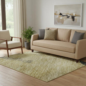 HomeRoots 5' X 8' Gold & Charcoal Animal Print Area Rug - Washable, UV Protected, Durable, Pet-Friendly Design 698964