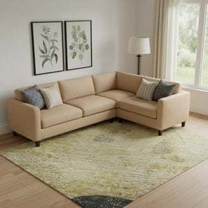 HomeRoots 9' X 12' Gold And Charcoal Animal Print Area Rug - Washable, UV-Protected, Durable & Stylish Design 698967