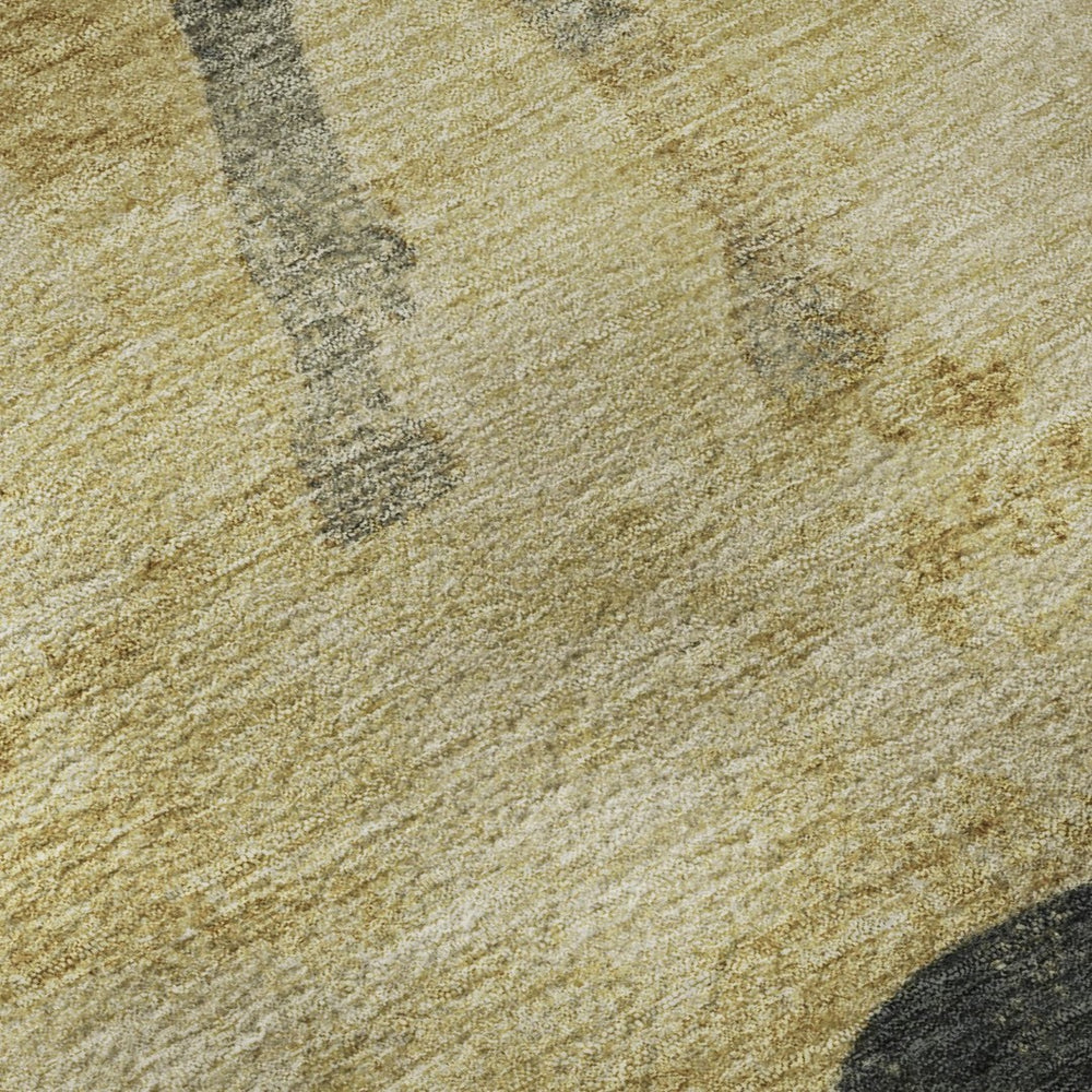 HomeRoots 9' X 12' Gold And Charcoal Animal Print Area Rug - Washable, UV-Protected, Durable & Stylish Design 698967