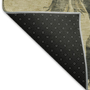 HomeRoots 10' X 14' Gold And Charcoal Animal Print Rug - Washable, UV Protected, Non-Slip for Family Spaces 698968