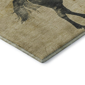 HomeRoots 10' X 14' Gold And Charcoal Animal Print Rug - Washable, UV Protected, Non-Slip for Family Spaces 698968