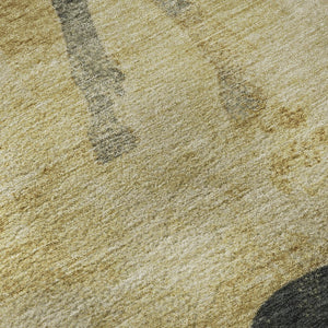 HomeRoots 10' X 14' Gold And Charcoal Animal Print Rug - Washable, UV Protected, Non-Slip for Family Spaces 698968
