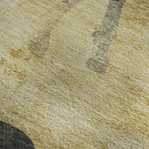 HomeRoots 10' X 14' Gold And Charcoal Animal Print Rug - Washable, UV Protected, Non-Slip for Family Spaces 698968