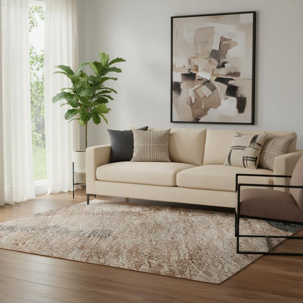 HomeRoots 5' X 8' Washable Rust and Charcoal Animal Print Area Rug with UV Protection for Modern Homes 698976