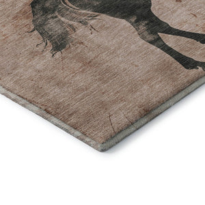HomeRoots 9' X 12' Washable Rust and Charcoal Animal Print Area Rug with UV Protection for Modern Spaces 698979