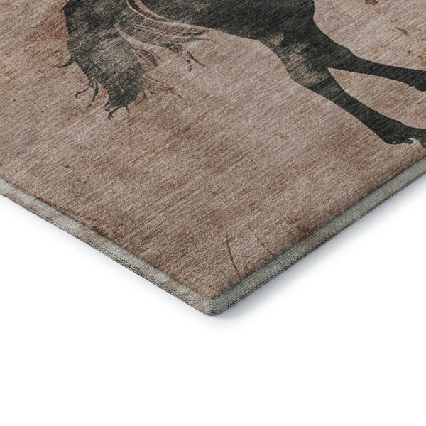 HomeRoots 9' X 12' Washable Rust and Charcoal Animal Print Area Rug with UV Protection for Modern Spaces 698979