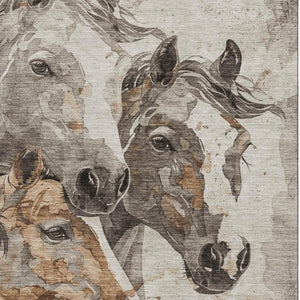 HomeRoots 9' X 12' Beige Ivory Gray Animal Print Washable Area Rug - Durable, UV-Protected, Stylish Design 698985