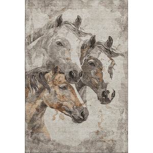 HomeRoots 10' X 14' Stylish Beige, Ivory, & Gray Animal Print Area Rug - Washable, UV Protected, Pet Friendly! 698986
